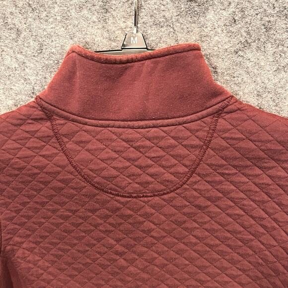 LL Bean Sweater Women’s Medium Petite Quilted Front 1/4 Zip‎ Mauve Red Collared - Picture 10 of 10